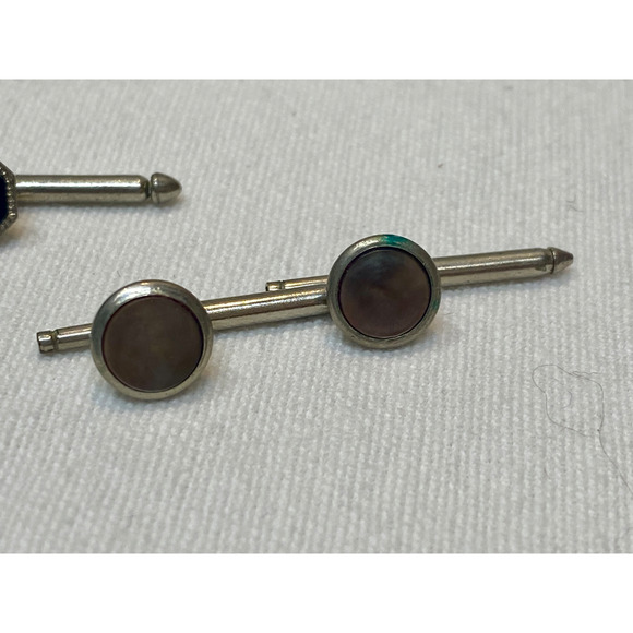 Lot Vintage Art Deco Snap Links Pull Apart Cufflinks Tie Tacks - Picture 2 of 8
